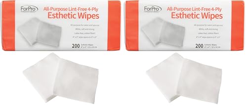 Image of ForPro Professional Collection Esthetic Wipes, 4-Ply, Lint-Free, 200-Count Pack of 2 | 4" x 4" | Non-Woven | Soft & Strong | For Salon & Spa