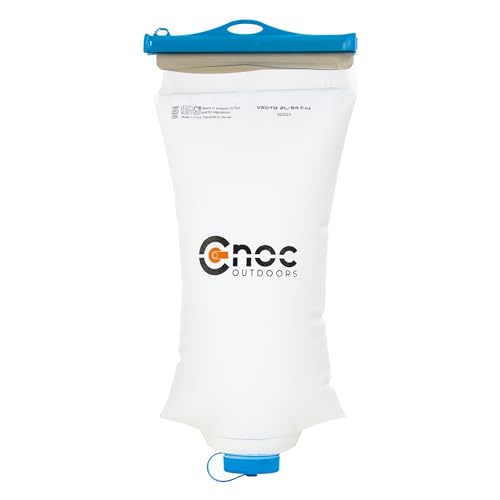 Cnoc Outdoors Vecto Water Collection and Filtration Bag 2 Liter Blue - 42mm Wide Neck Thread - Wide Opening for Easy Water Collection - Lightweight, Compact, Durable Tethered Cap and Slider