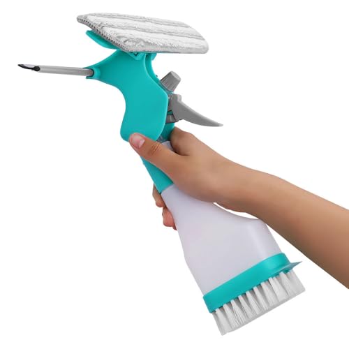 Image of DONGKER 4 in 1 Window Cleaning Kit,Multifunction Window Cleaner Tool with Spray Bottle Squeegee & Microfiber Washer Head for Indoor Outdoor Glass Shower Car