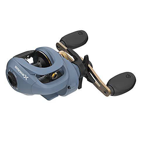 Quantum Smoke X ベイトキャスト フィッシングリール サイズ100 リール 左手リトリーブ スムーズでパワフル ギア比7.3:1 ワンピースアルミニウムXフレームとダブルアルマイトアルミニウムスプール ブルー