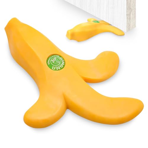 Cute Door Stopper - Banana Decorative Door Stoppers for Bottom of Door, Flexible & Non-Slip, Convenient Size (7.48" X 5.9" X 1.26") - Protects Floors, Designs for Home, Office, or Hotel