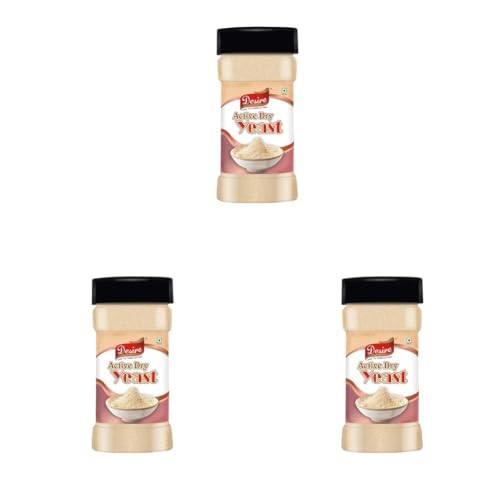 Image of Desire Baker's Active Dry Yeast 140g| Instant Dry Yeast for Baking Bread, Pizza Dough, Cakes & More. (Pack of 3)