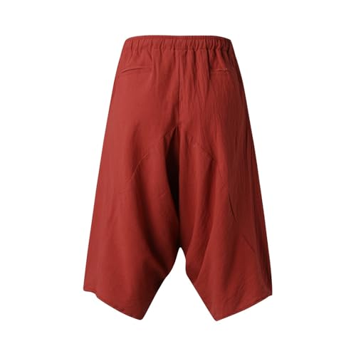 Men's Harem Pants Mens Summer Wear with Pockets Hippie Men Linen Shorts Oversized Bohemian Cotton Ninja Graphic Bag4