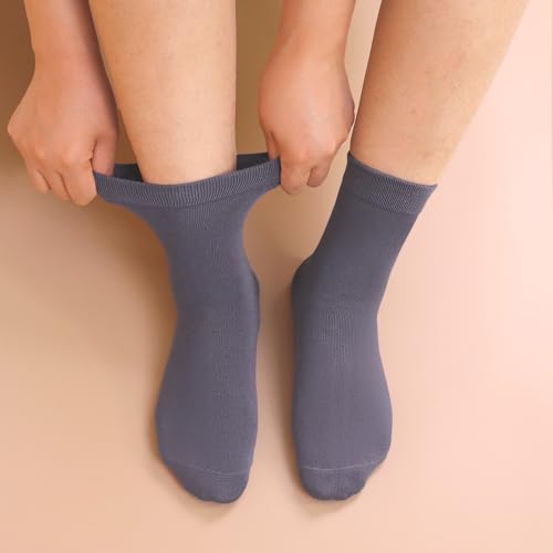 Image of Womens Viscose Bamboo Crew Socks Thin Casual Ultra Soft Colorful Above Ankle Socks Breathable Comfortable 3 /6 Pairs