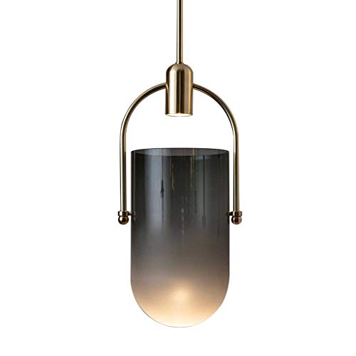 Lustre bicolore verre transparent et design nordique épuré pour chevet