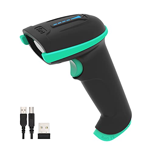Tera Kabelloser Barcodescanner Handheld 1D Laser Wireless und USB Wired mit Akkustandsanzeige, Extra Großem Akku 2000mAh und Ergonomischem Design, Patent-Nr.: EU008489413, Upgrade-Modell 5100
