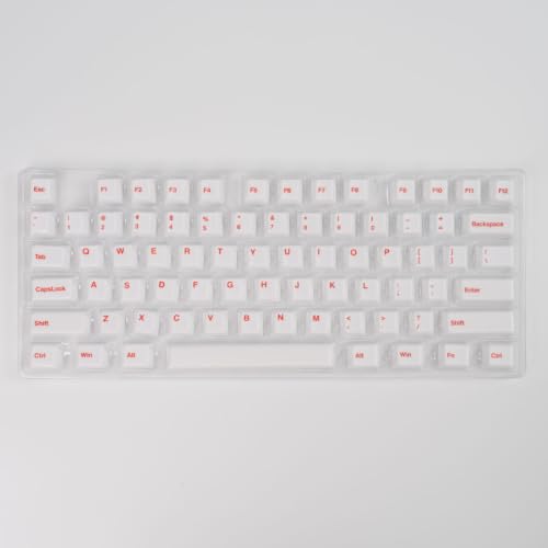Image of Ceramic Keycap Set for 61 /67 /68 ANSI Keyboards 96 Keys (White with Red) | Mechanical Keyboards Alumina Ceramic, Scratch-Resistant, Gloss Finish, TKL Layout, Comfortable Typing