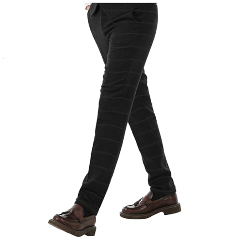 Men's Tweed Suit Pants Plaid Thick Vintage Wool Trousers for Wedding Groomsmen