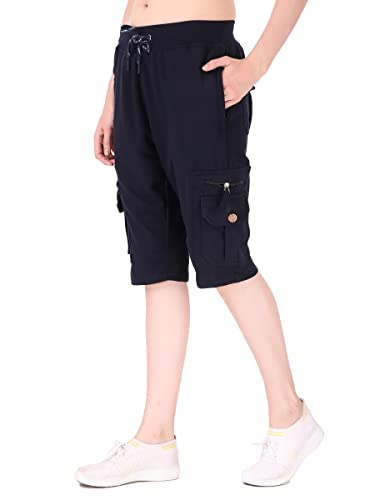 Image of UZARUS Womens Cargo Capri Shorts with 9 Pockets