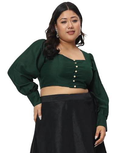 Image of studio rasa Women's Plus Size Chroma Button Down Crop Top for Wedding Festive Party