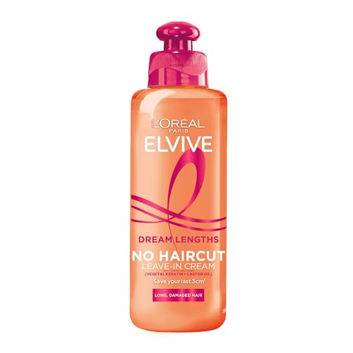 LOréal Hair Leave In Conditioner Cream Nourishes Hair Cuticle Repairs Vulnerable Ends Reduces Split Ends & Breakage Protects Up To 180C No Haircut Cream 200ml