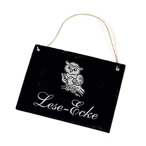 Lese Ecke Schild Schiefer mit Motiv Eule mit Buch - Lesen Schiefertafel...