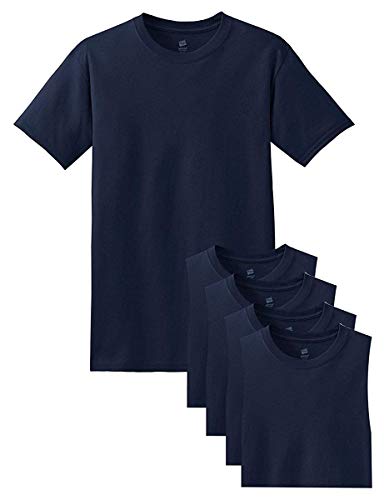 Hanes mens 5.2 oz. ComfortSoft Cotton T-Shirt(5280)-NAVY-XL-5PK