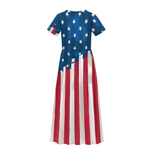 Girl's Dresses Short Sleeve Loose Casual Long Maxi Dress with Pockets Size 5-14 Years4