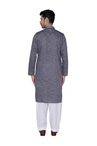 Image of Manthan Self Design Striped Full Sleeves Art Silk Kurta for Men