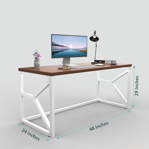 Image of Honey Touch Duke Metal & Wood Workstation Desk | 1200mm x 600mm Top Size | 122 x 61 x 73 cm (L x W x H) | Modern Computer Table for Home Office & Work from Home | Heavy Duty Study Desk