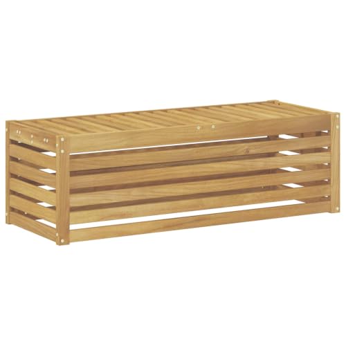 vidaXL Banc de Jardin Blanc 115 x 43 x 37 cm Bois d'Acacia Massif, Salon de Jardin Contemporain, Banc Moderne, Confort Patio, Sofa modulable, détente d'été