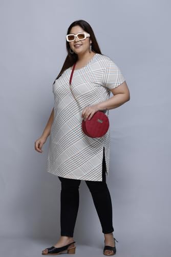Image of RYSH Women's All-Over Printed Cotton Plus Size Longline T-Shirt with Pockets