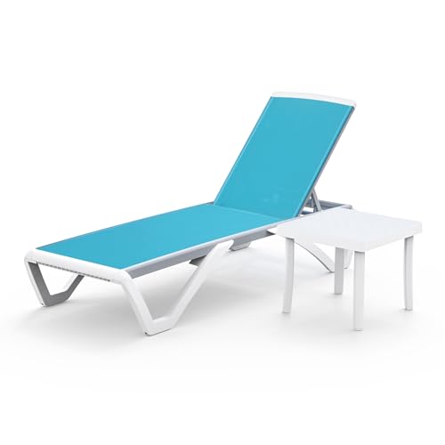 Domi Aluminum Pool Lounge Chair with Table
