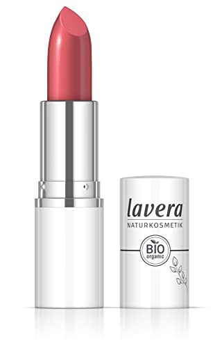 lavera Cream Glow Lipstick -Watermelon 07 - Intensive Farbe - Glänzendes Finish - Bis zu 6 Stunden Halt - vegan - Naturkosmetik (1x 18 g)