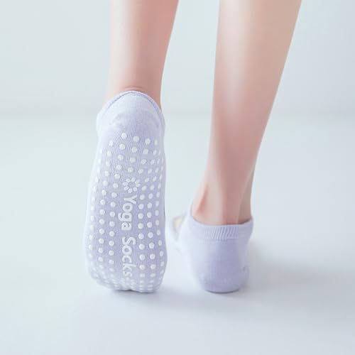 Image of Women Non Slip Grip Ankle Socks with Anti-Skid Soles Cushioned for Elderly, Yoga, Pilates, Ballet, Hospital, Home, Walking