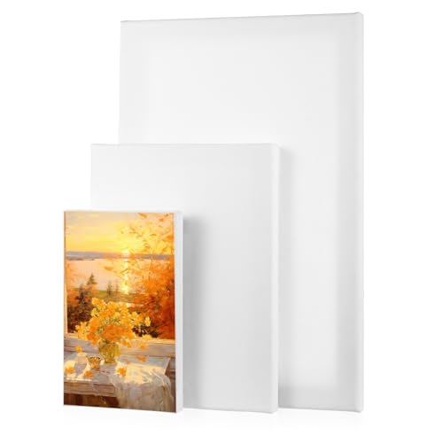 Lot de 3 petites toiles à peindre - 30 x 20 cm, 20 x 15 cm, 15 x 10 cm - Toile en coton à peindre - Toile blanche pour peinture acrylique, peinture à l'huile, artiste...