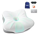 SAHEYER Memory Foam Camping Pillow, Travel Pillows for Sleeping, Cervical Neck Support Camping Gear Accessories - Small Pillow Travel Essentials for Sleep, Backpack, Hammock, 11.81x9.84x3.94 in, Gray