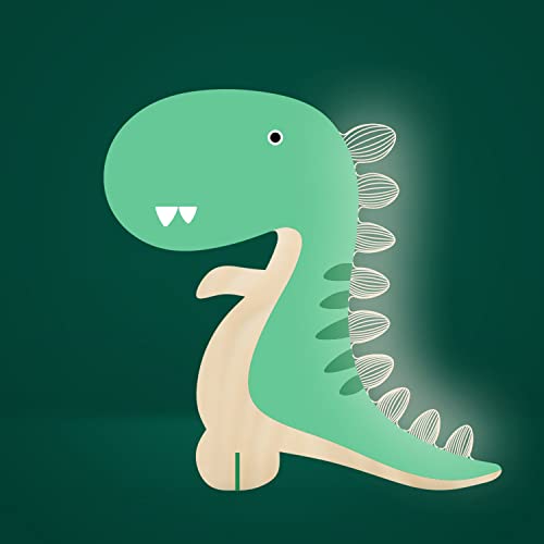 WLDOCA Animales LED Luz de Noche Dinosaurio Lámpara de Mesilla de Noche Madera Acrílico Luces de Mesa Decoración para Niños,5,A