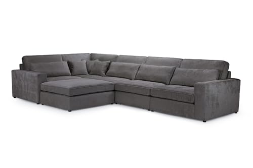 Honeypot Modular Sofa, Convertible U Shaped Corner Sectional Sofa Couch with Grey Fabric (Footstool Piece) - Image 6