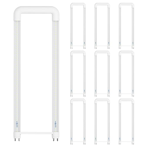 LUMINOSUM T8 U Bend LED Tube Light 20W 40W Equivalent, 5000k Daylight U Shaped Bulb, 2000LM 2x2FT Fluorescent Replacement, G13 Base Dual-Ended Powered Ballast Bypass, Clear Cover ETL Listed, 10-Pack by LUMINOSUM - Used condition - US$26.74