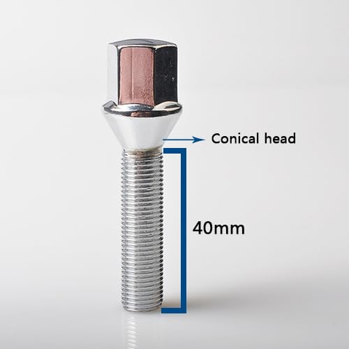 Bulloni per Cerchi Lega, Bulloni For Ruote In Acciaio M12x1,5 14x1,25 12x1, Di Varie Lunghezze 10 Pezzi Adatti BMW Audi Mercedes Porsche(10pcs conical 40mm,M14x1.25)