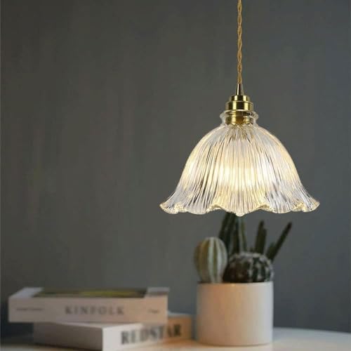 Lampe suspendue réglable en verre de style ferme pour chambre