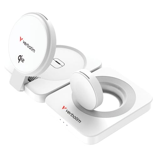 Verbatimio[xC^j Qi2Ή 3in1 CX[d MagSafeΉEApple Watchz_[tbiPhone 17/16/15/14/13/12EAirPods ΉbzCgb^ WCDQi201b67032