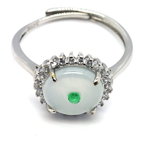 Image of Type A Certified Natural Jadeite Jade 925 silver Inlay Ring Series
