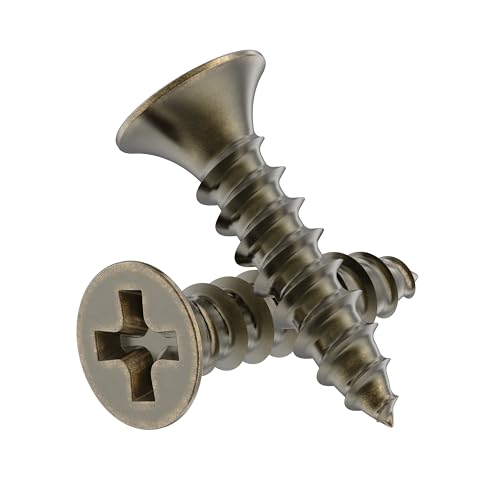 #6 x 5/8" Antique Brass Flat Head Phillips Wood Screws