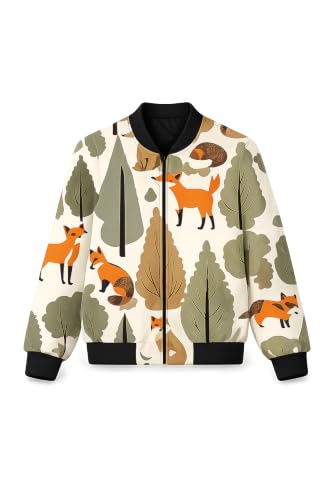 Image of Tiny Sprouts Kids Jacket | JungleFox Theme | Warm Quilted Fleece | Unisex | Ages 5-14