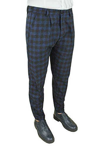 Pantalon élégant prince de Galles Evoga bleu gris pour homme raffiné