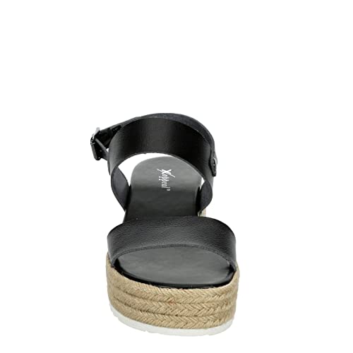 Xappeal Amelia - Women's Open Toe Ankle Buckle Strap Casual Platform Espadrille Sandals Black, Size 8.0 Medium Width #TOP2