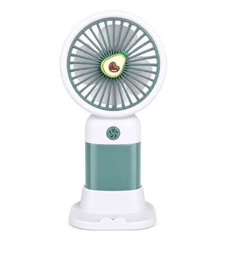 Image of Rangoli Portable USB Rechargeable Hand Fan - Lightweight & Stylish Multicolour Mini Fan for Indoor & Outdoor Use, 3-Speed Adjustable, Desk & Travel Friendly - Battery Operated (Green)