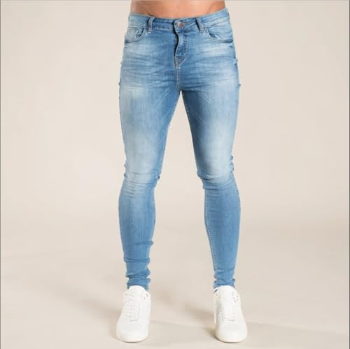 Jeans Pants Trouser Denim Ripped Street Trendy Slim Fit Elastic Low Waist Washed Tight Fitting for Men4