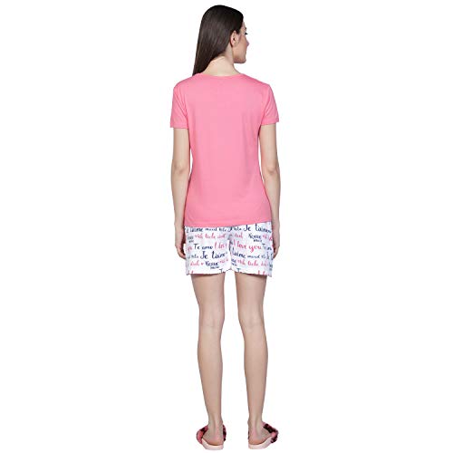 Image of Club A9 Women Cotton Regular Fit T-Shirt and Shorts Night Suit | Two Piece Set (Lime Green)