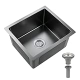 Lavello da cucina nero da incasso sottopiano vasca profonda 35×50cm