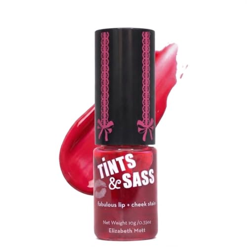 Elizabeth Mott Tints & Sass Lip and Cheek Stain – Long-Lasting Rosy Pink Tint for Lips & Cheeks, Natural Buildable Color, Smudge-Proof, Lightweight, Cruelty-Free Makeup for All Skin Tones (10g/0.35oz)