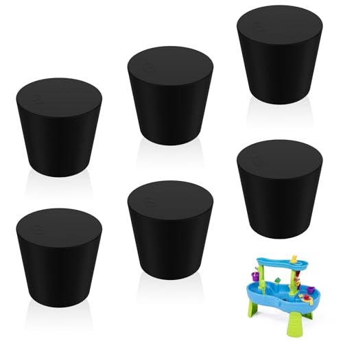 Eiszhjk 6Pcs Water Table Plug Replacement Compatible with Step 2, Solid Rubber Stopper, Black Tapered Shaped Drain Plug, Good Sealing for Hold Water, Widely Used in Test Tubes and Pots for Plants