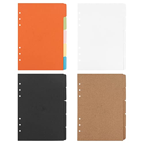 AUEAR, 4 Sets Papier-Trennblätter, Registerkarten, 4 verschiedene Farben für 6-Loch-Ringbuch, Filofax-Notizbücher, Reisetagebuch, Tagebuch, Planer Cover