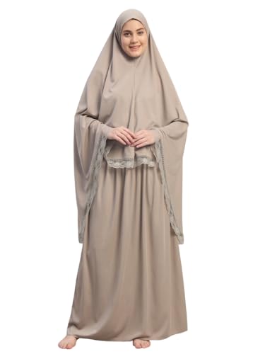 Womens Two-Piece Islamic Prayer Dress Jilbab Abaya Set Modest Prayer Outfit for Muslim Women Umrah & Ramadan Essentials