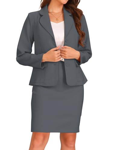 Image of Allegra K Women 2 Piece Skirt Set Suit Business Blazer and Pencil Skirt Office Work Interview Church Outfits