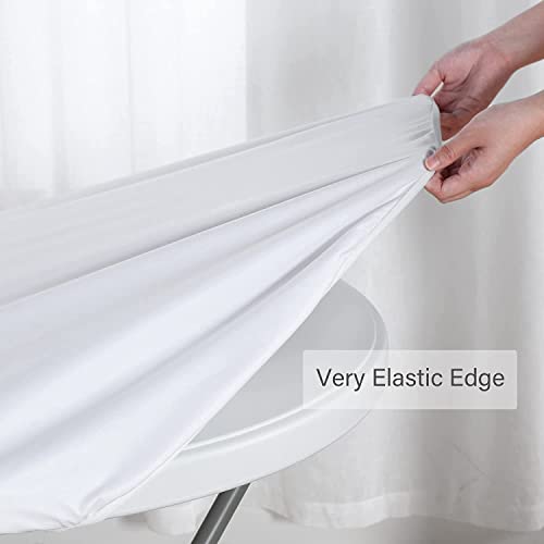 Vbtgve Marble Round Tablecloth With Elastic Edges, Unusual Gemstone Onyx Rock Nature Pattern, Printing Design, Fit For 40" Table, Blue #TOP4