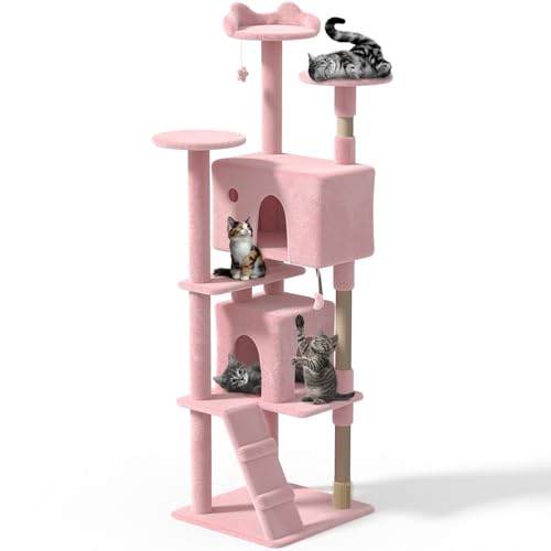 CAAP DRIVEN 77-Inch Extra Large Cat Tree with 2 Condos for Indoor Cats, 3 Plush Platforms & 3 Sisal Posts - Vertical Playground, CAAP-CATT-A80-PK-T2