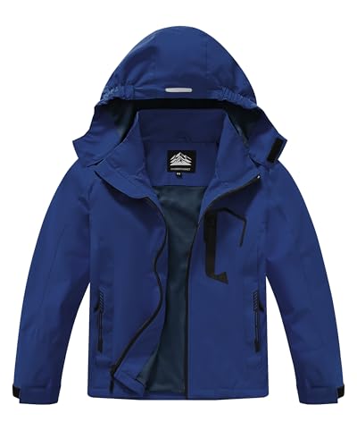 Image of Kids Rain Jacket Boys Girls Lightweight Raincoats Kids Outdoor Windbreaker Jackets with Detachable Hood